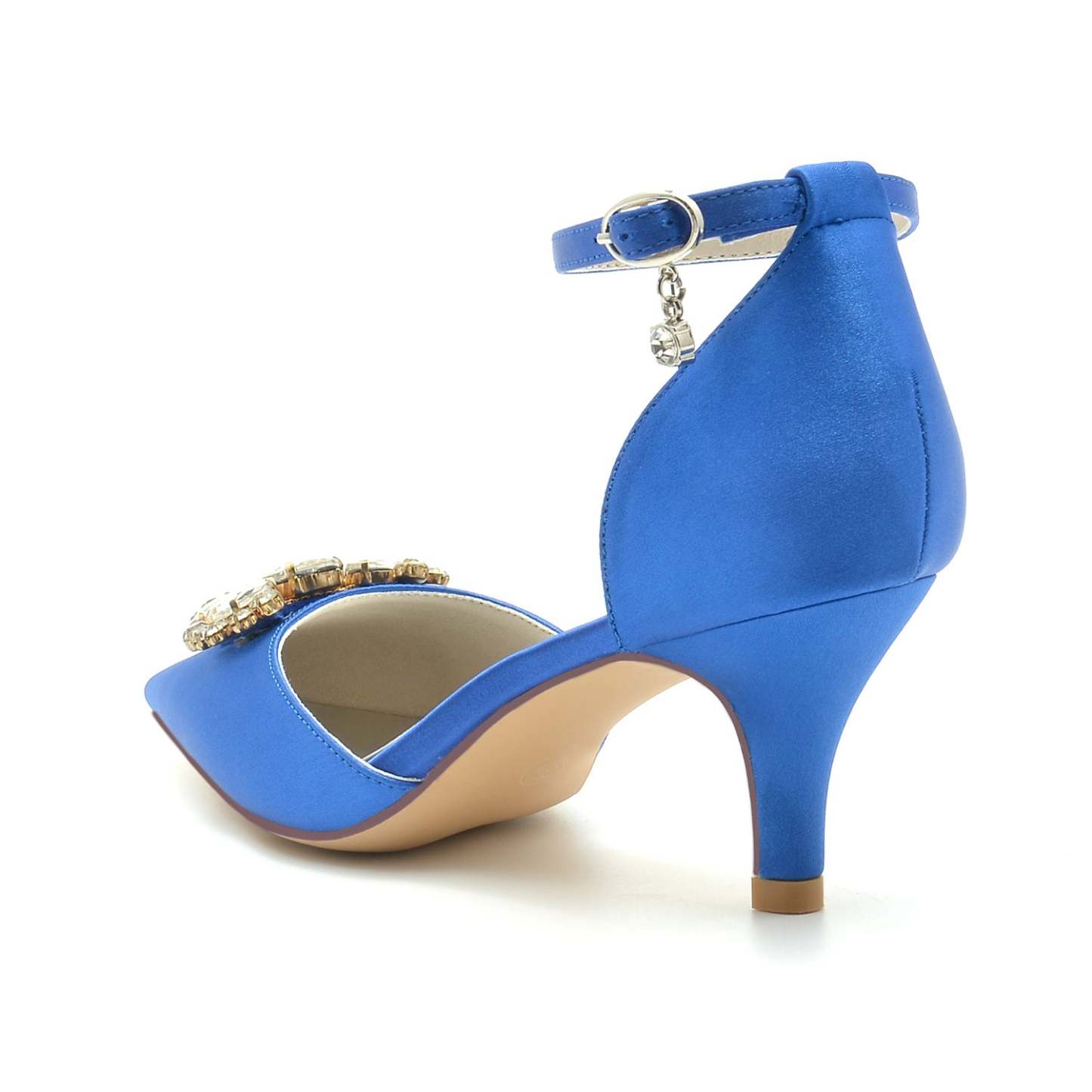 Bridal Shoes for Women with Imitation Diamonds Mid Heel and Buckle Closure