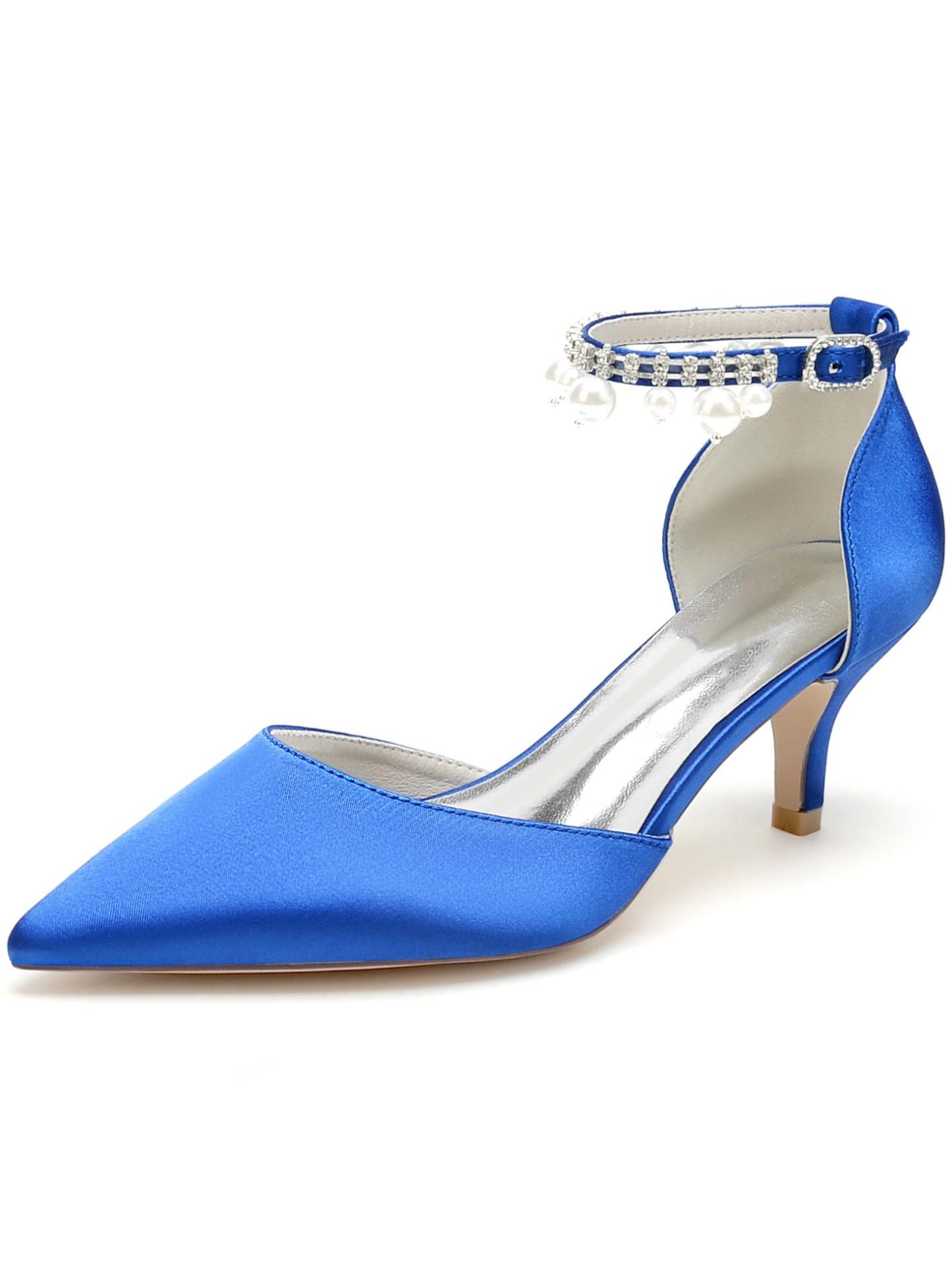 Bridesmaid Shoes for Women with Rhinestones and Pointed Toe in Mid Heel