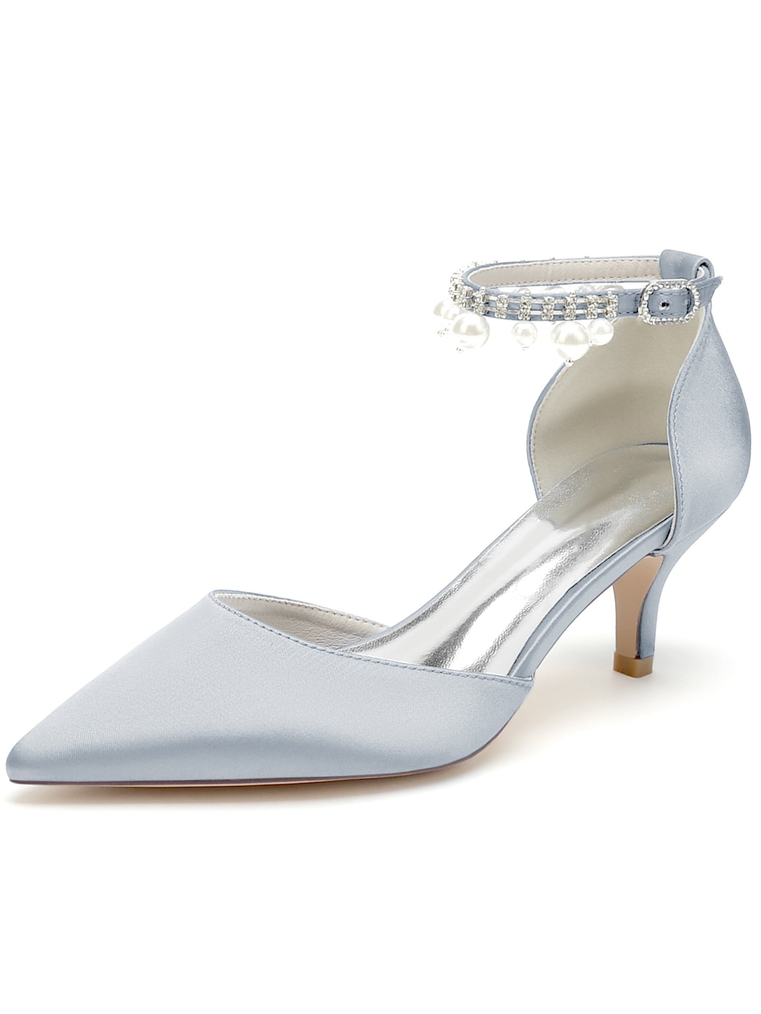 Bridesmaid Shoes for Women with Rhinestones and Pointed Toe in Mid Heel