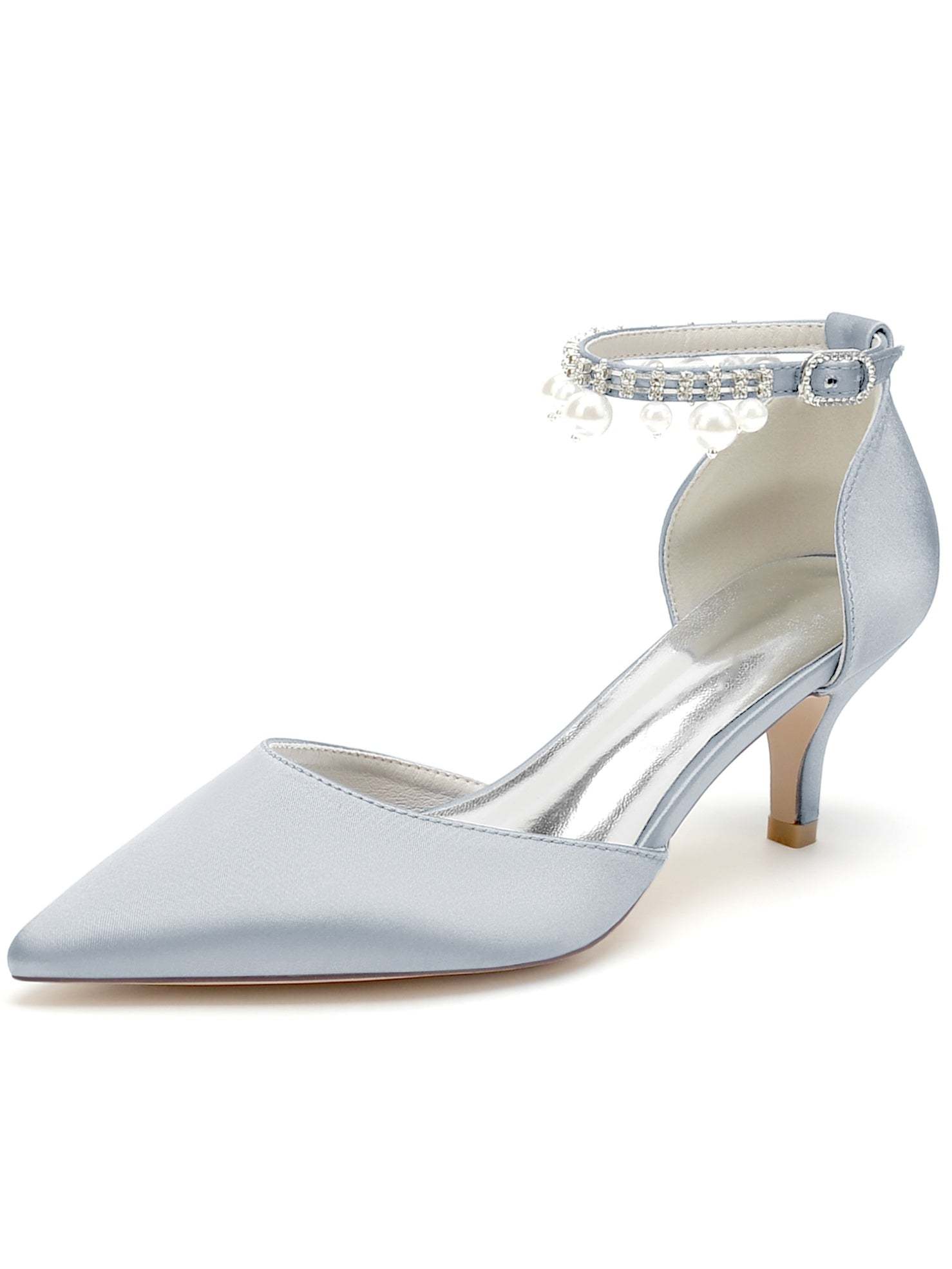 Bridesmaid Shoes for Women with Rhinestones and Pointed Toe in Mid Heel