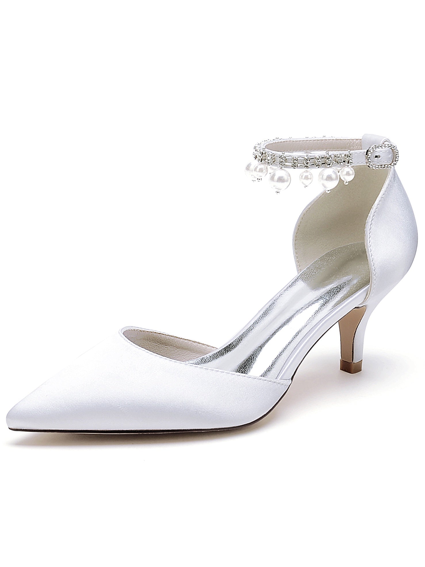 Bridesmaid Shoes for Women with Rhinestones and Pointed Toe in Mid Heel