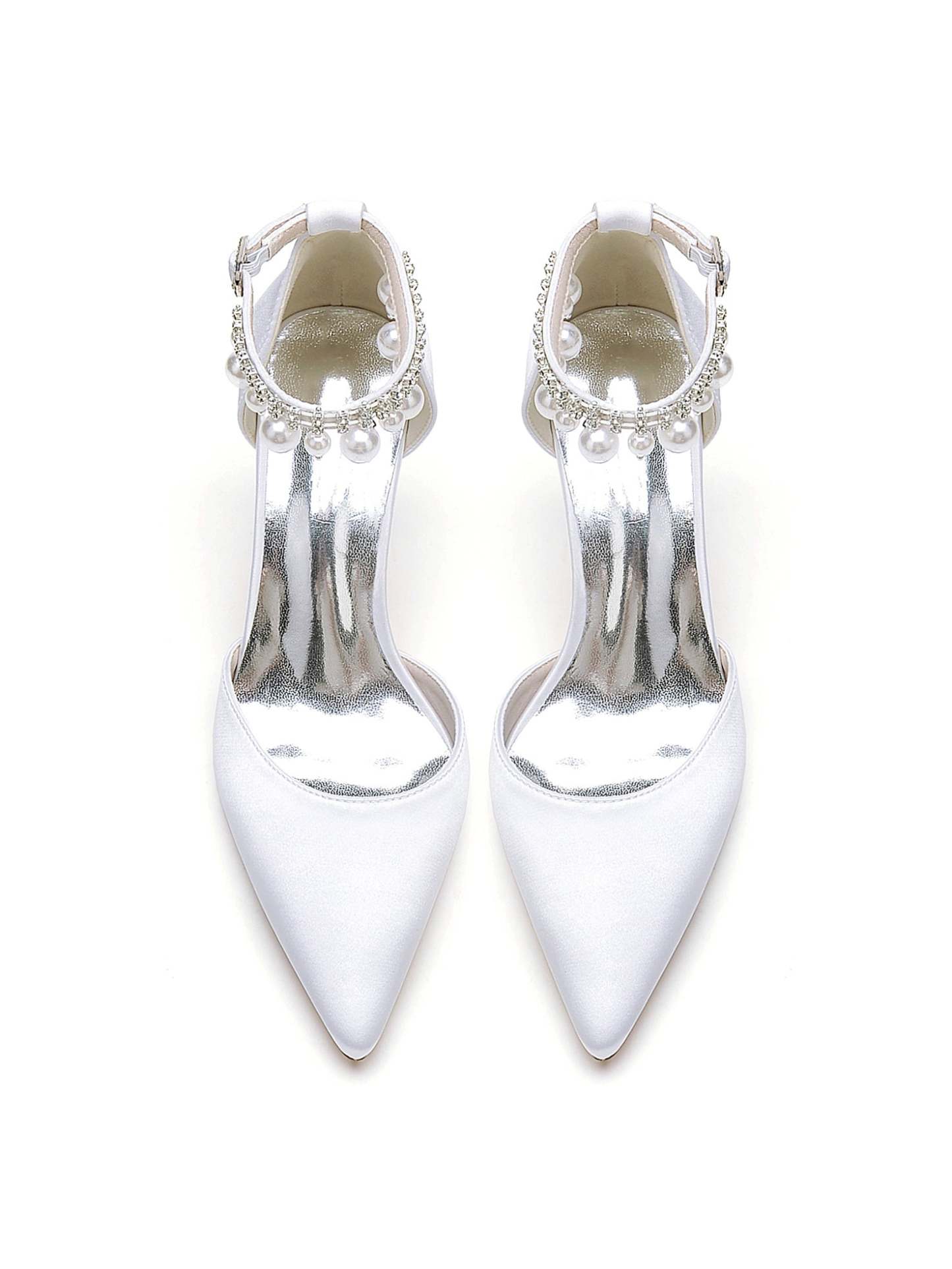 Beaded High Heel Bridesmaid Shoes with Pointed Toe for Women
