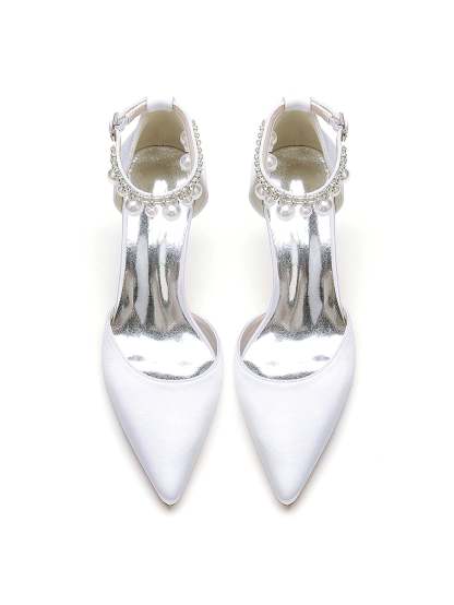 Beaded High Heel Bridesmaid Shoes with Pointed Toe for Women