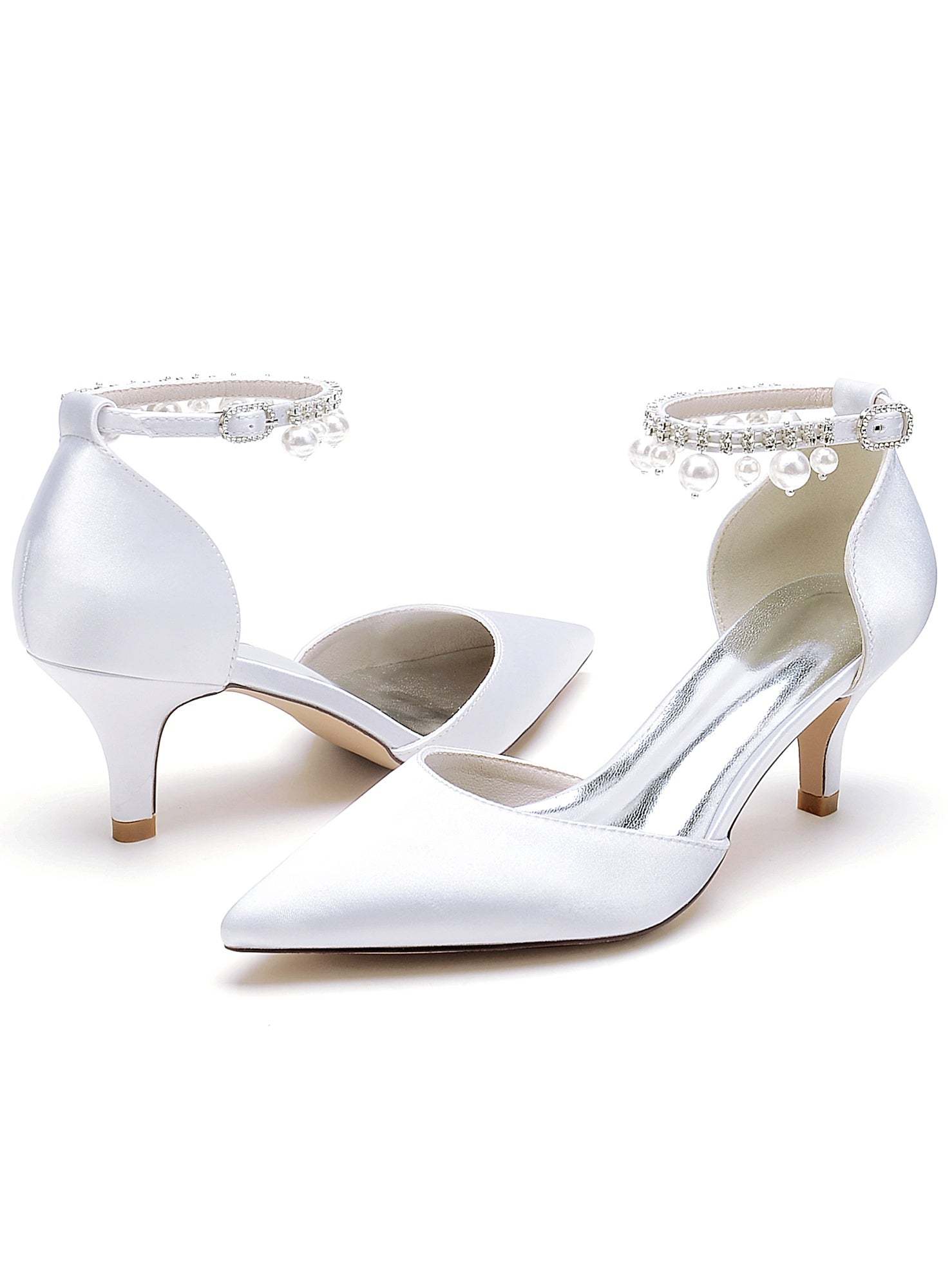 Bridesmaid Shoes for Women with Rhinestones and Pointed Toe in Mid Heel