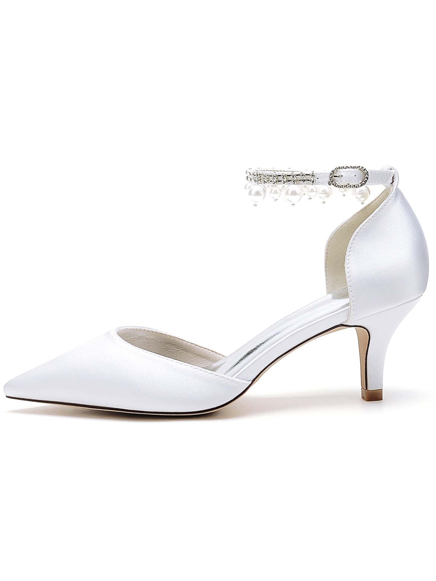 Bridesmaid Shoes for Women with Rhinestones and Pointed Toe in Mid Heel