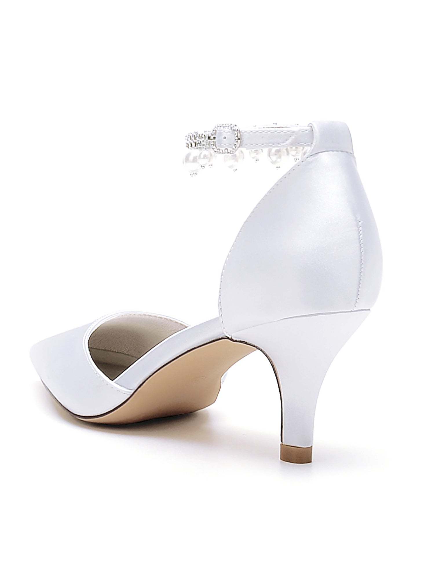 Bridesmaid Shoes for Women with Rhinestones and Pointed Toe in Mid Heel