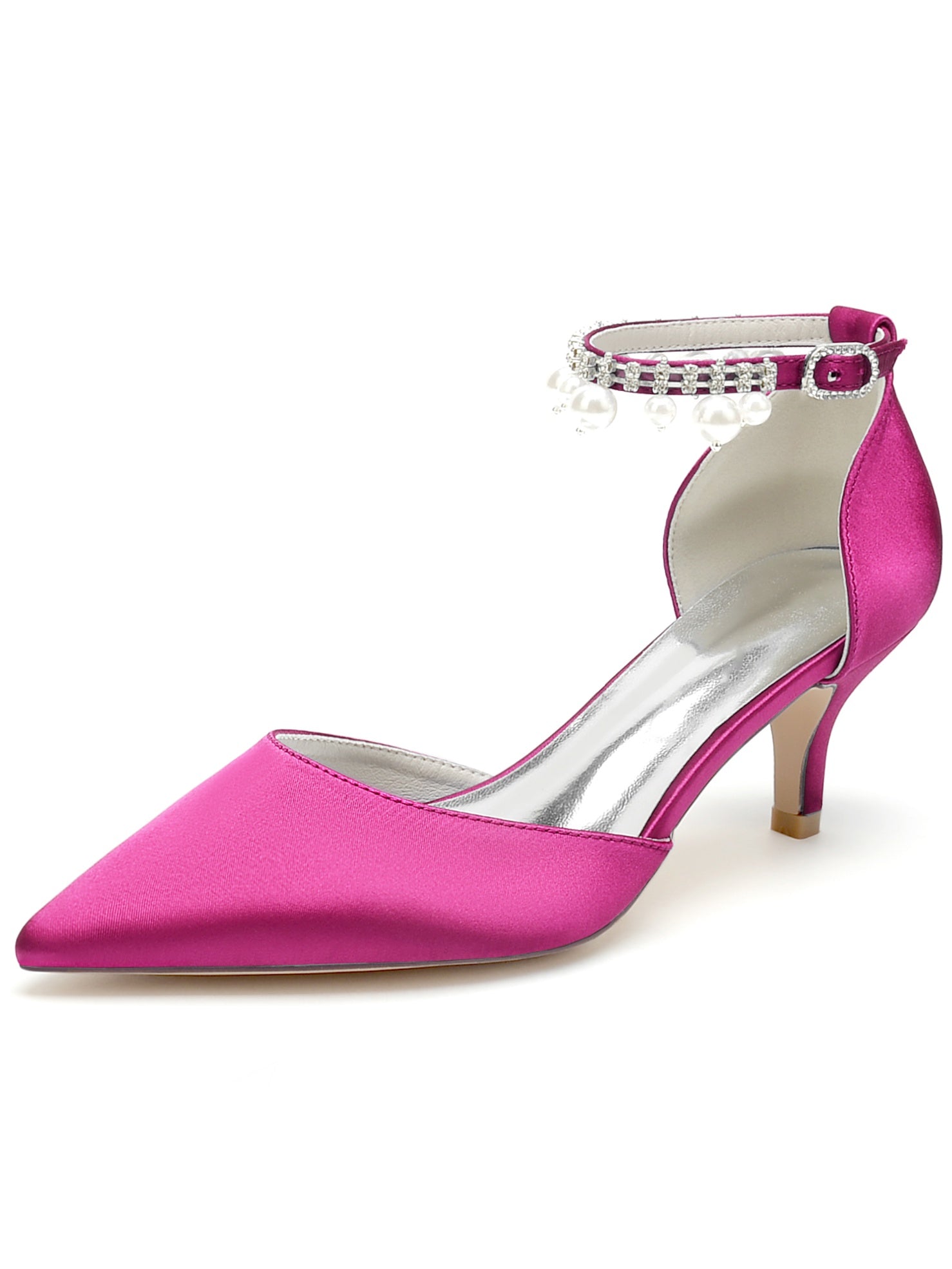 Bridesmaid Shoes for Women with Rhinestones and Pointed Toe in Mid Heel