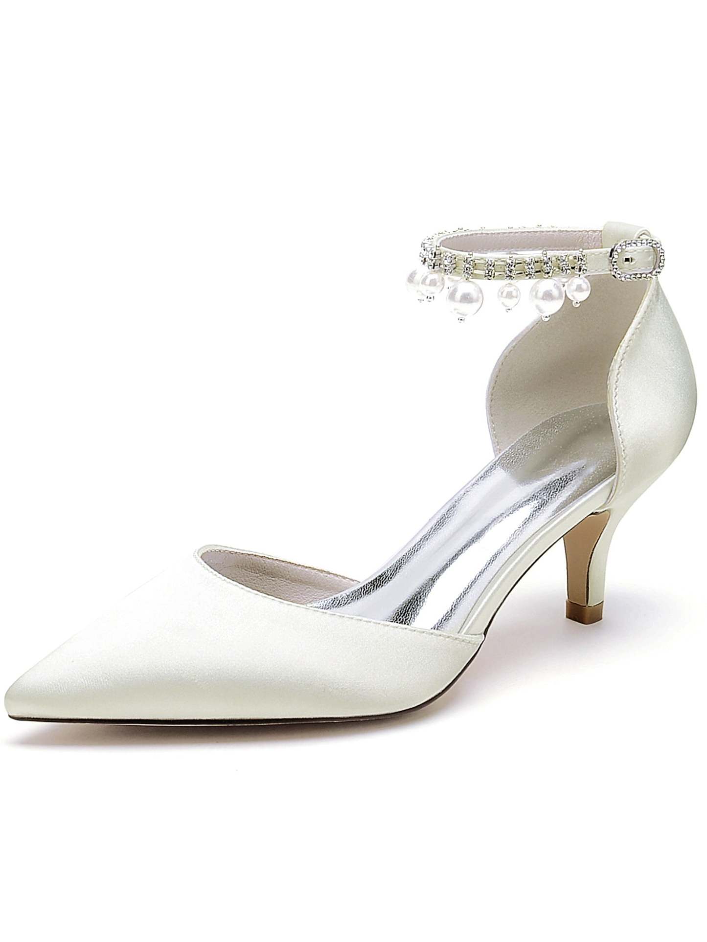 Bridesmaid Shoes for Women with Rhinestones and Pointed Toe in Mid Heel