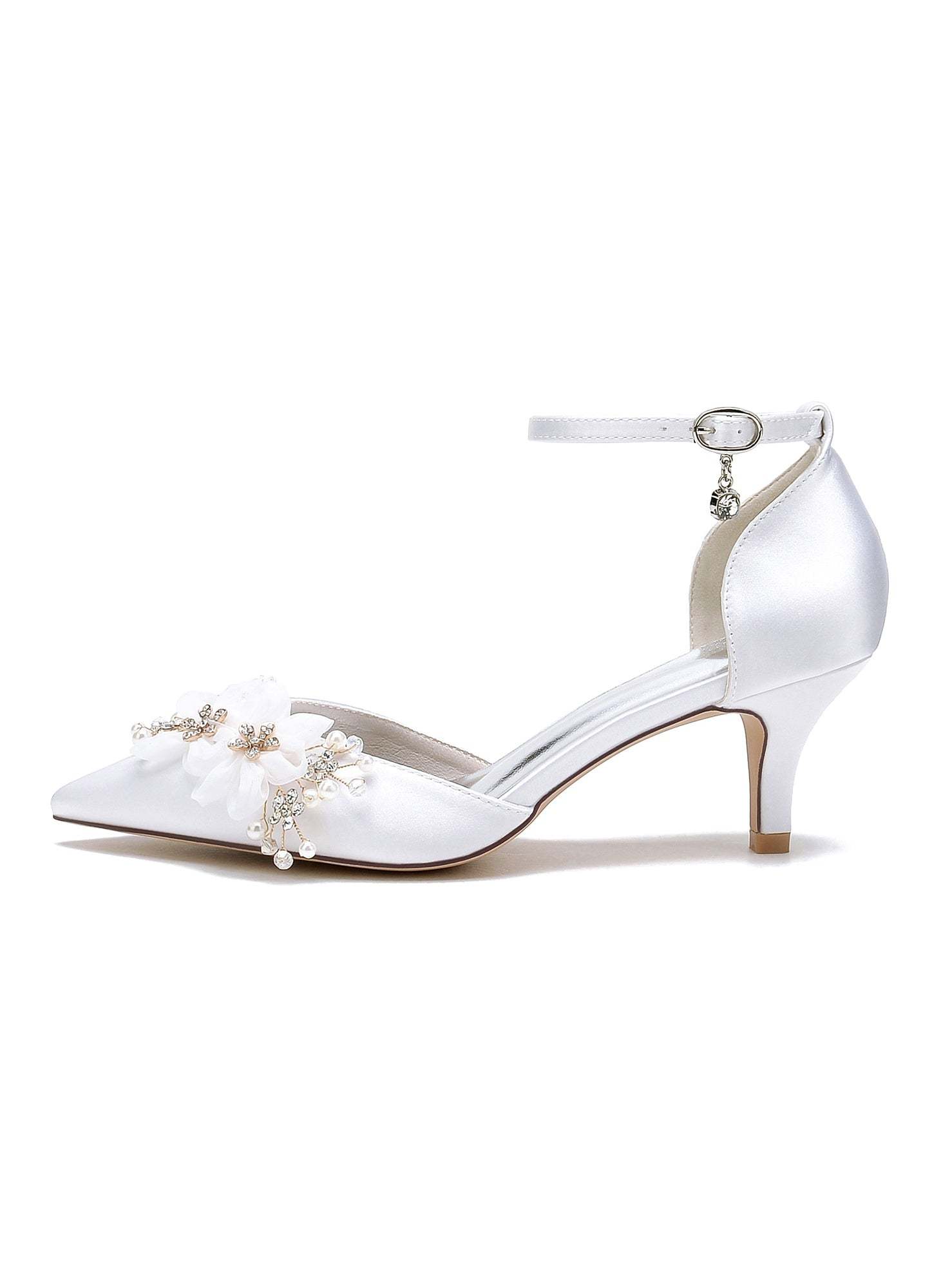 Bridal Shoes for Women with Rhinestones Mid Heel and Pointed Toe