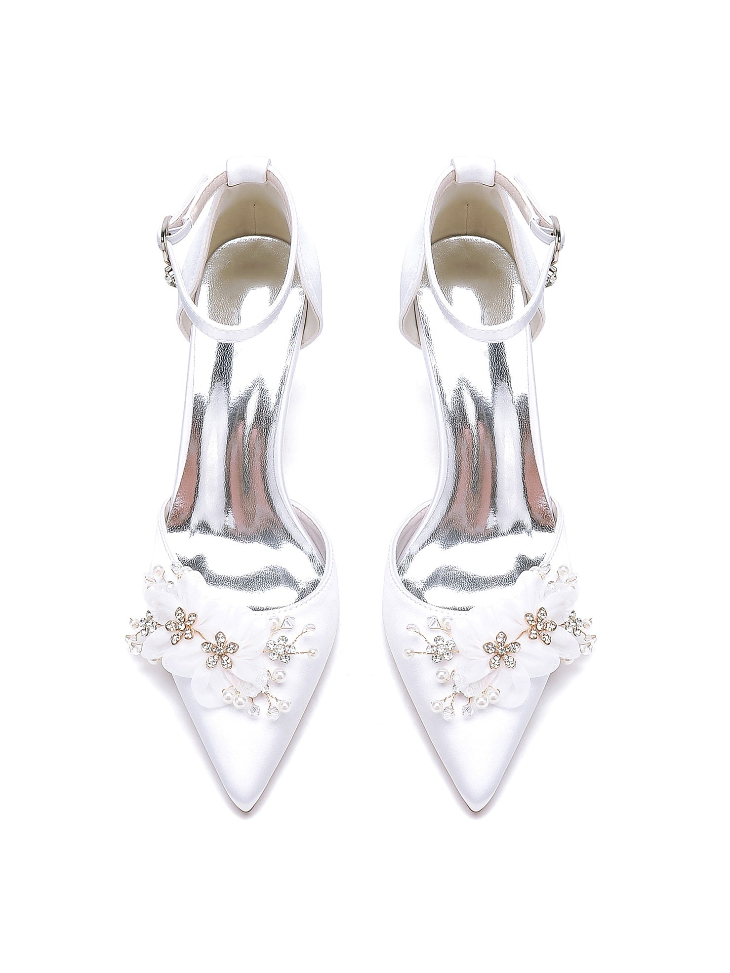 Bridal Shoes for Women with Rhinestones Mid Heel and Pointed Toe
