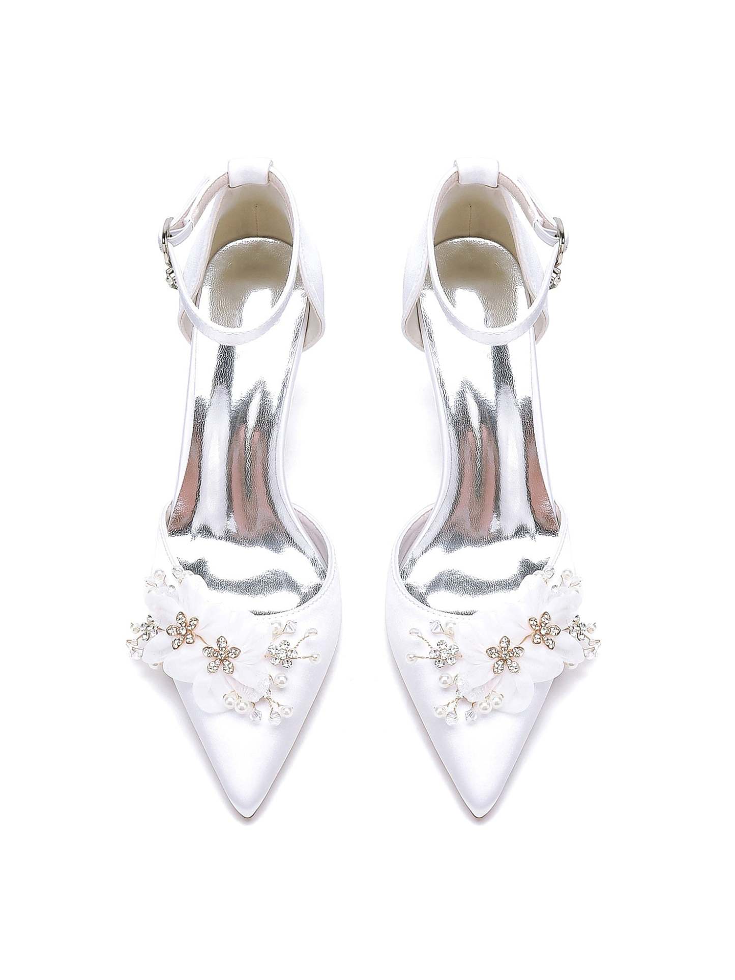 Bridal Shoes for Women with Rhinestones Mid Heel and Pointed Toe