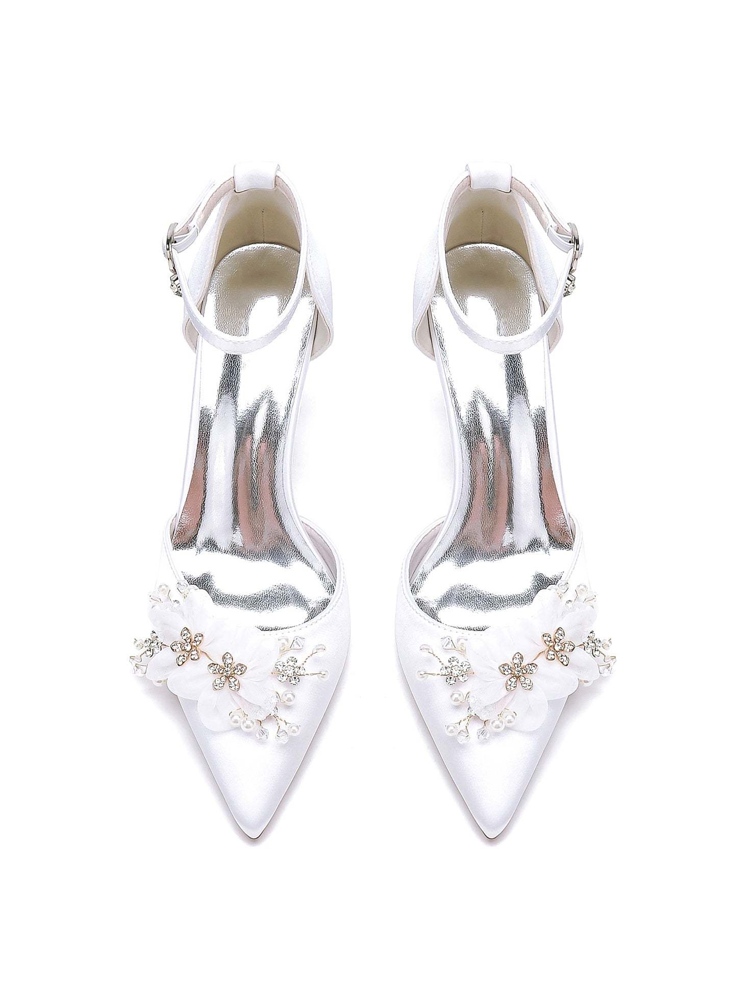 Bridal Shoes for Women with Rhinestones Mid Heel and Pointed Toe