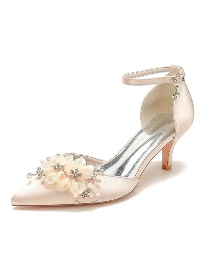 Bridal Shoes for Women with Rhinestones Mid Heel and Pointed Toe