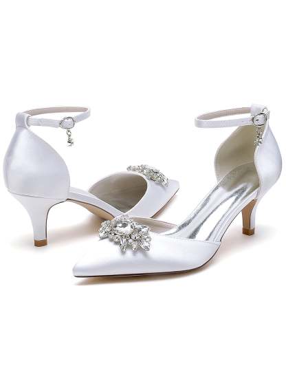 Bridal High Heel Shoes for Women with Rhinestones and Pointed Toe