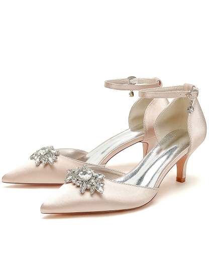 Bridal High Heel Shoes for Women with Rhinestones and Pointed Toe