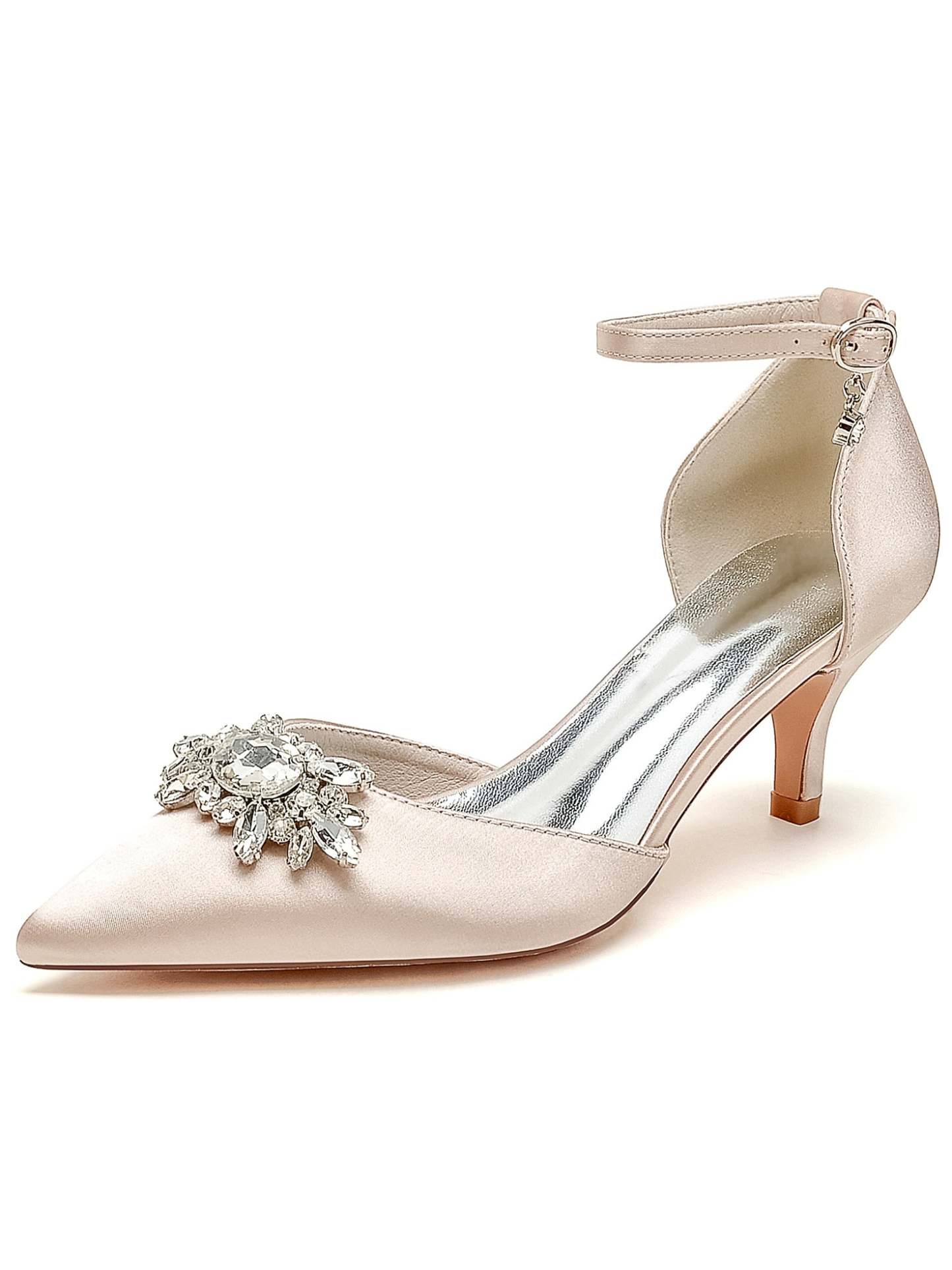 Bridal High Heel Shoes for Women with Rhinestones and Pointed Toe