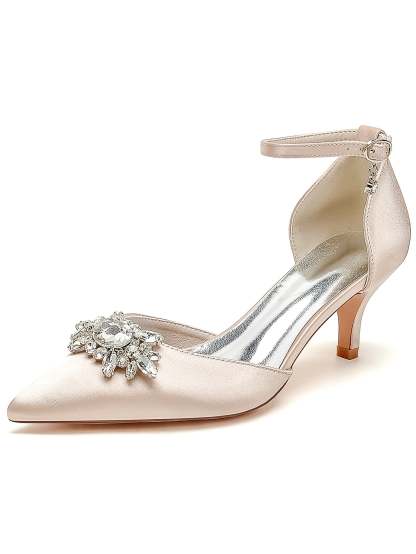 Bridal High Heel Shoes for Women with Rhinestones and Pointed Toe