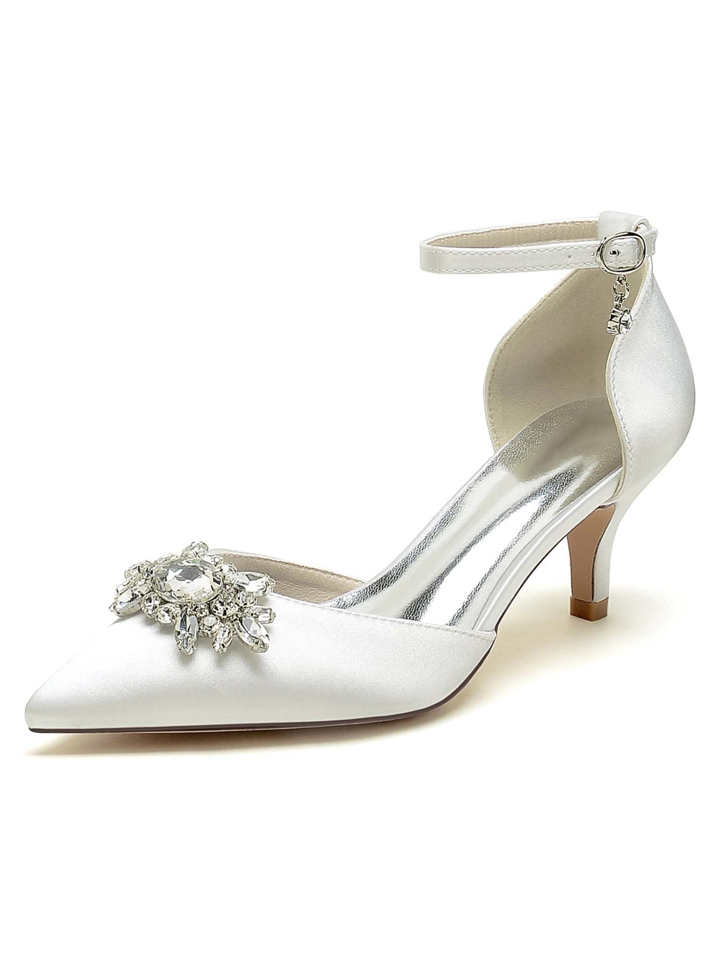 Bridal High Heel Shoes for Women with Rhinestones and Pointed Toe