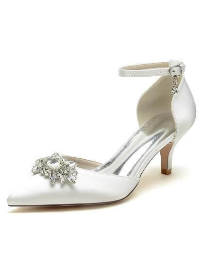 Bridal High Heel Shoes for Women with Rhinestones and Pointed Toe