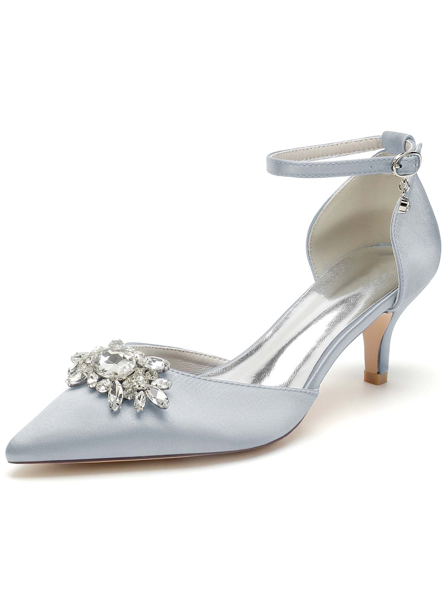 Bridal High Heel Shoes for Women with Rhinestones and Pointed Toe