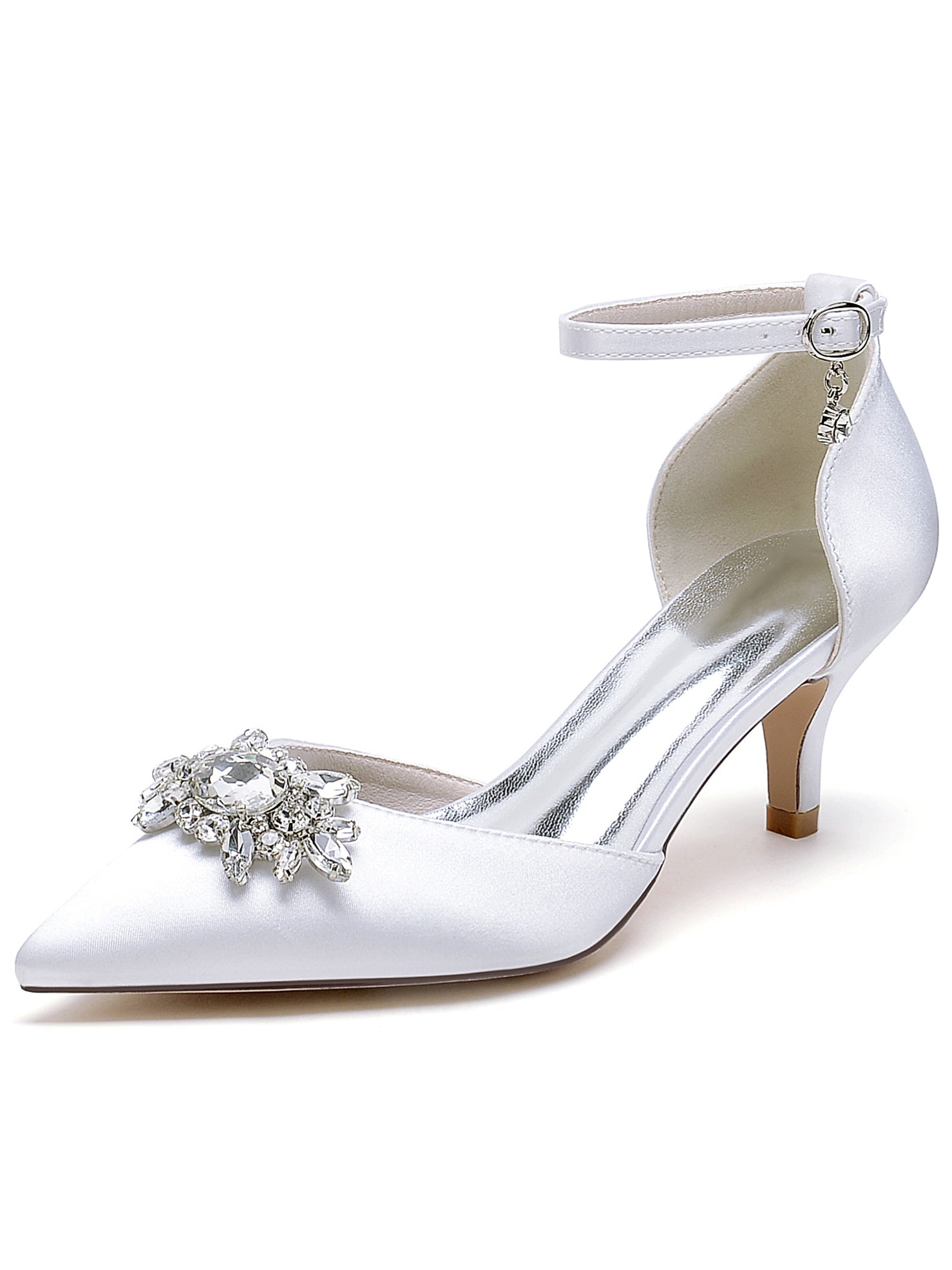 Bridal High Heel Shoes for Women with Rhinestones and Pointed Toe