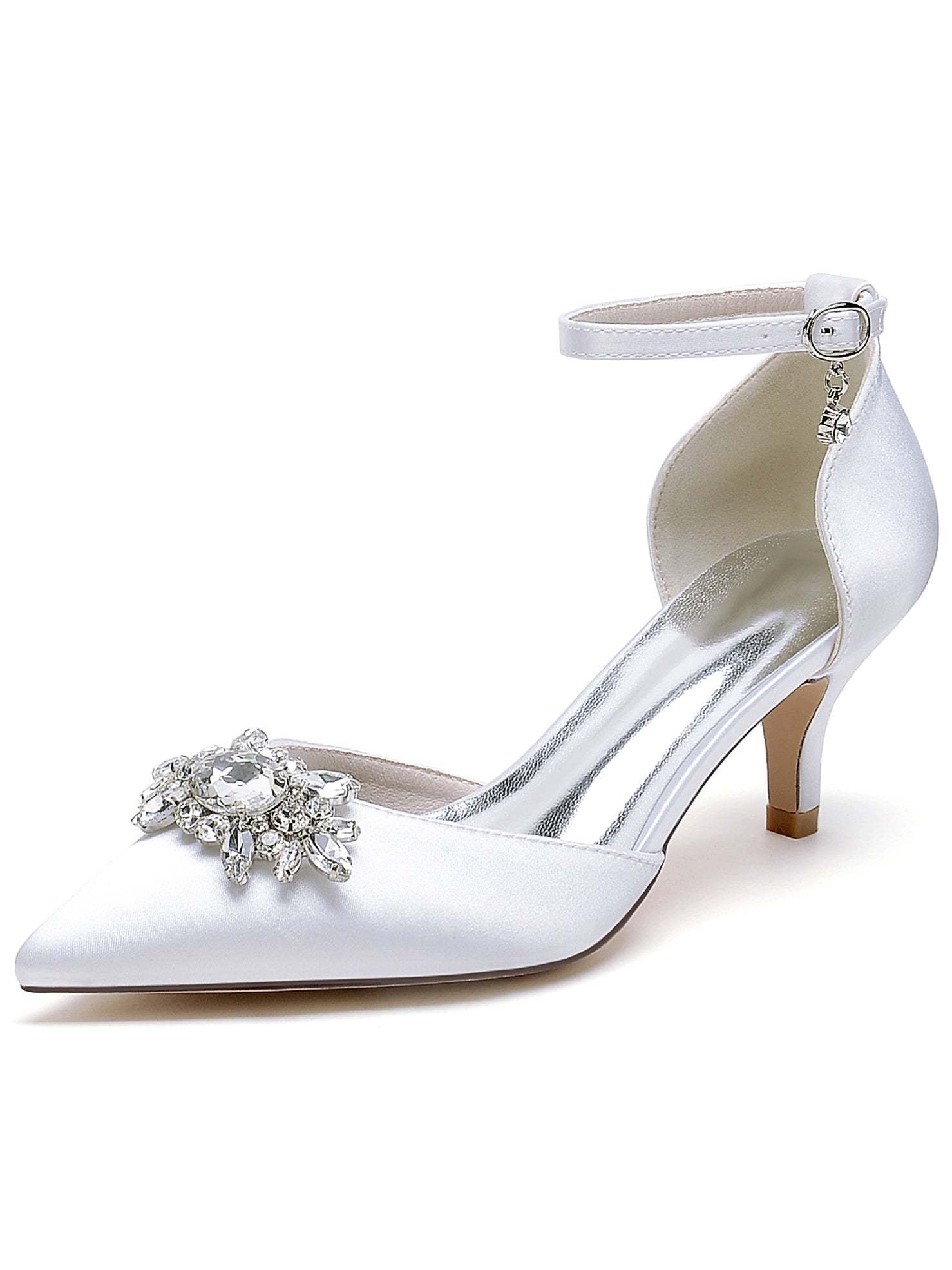 Bridal High Heel Shoes for Women with Rhinestones and Pointed Toe