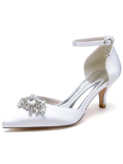 Bridal High Heel Shoes for Women with Rhinestones and Pointed Toe