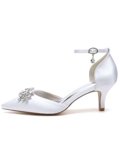 Bridal High Heel Shoes for Women with Rhinestones and Pointed Toe