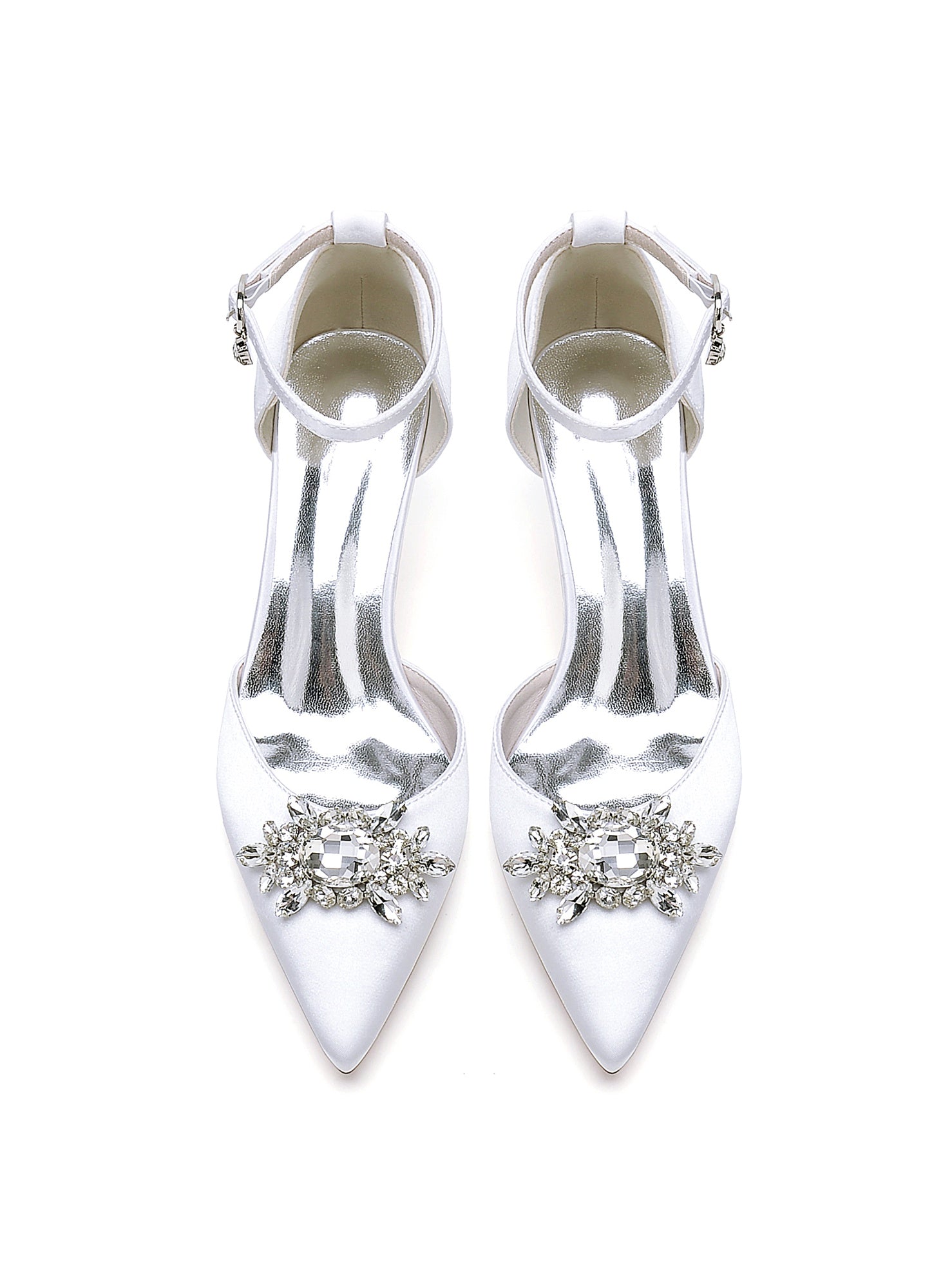 Bridesmaid Shoes for Women with Rhinestones Pointed Toe and Low Heel