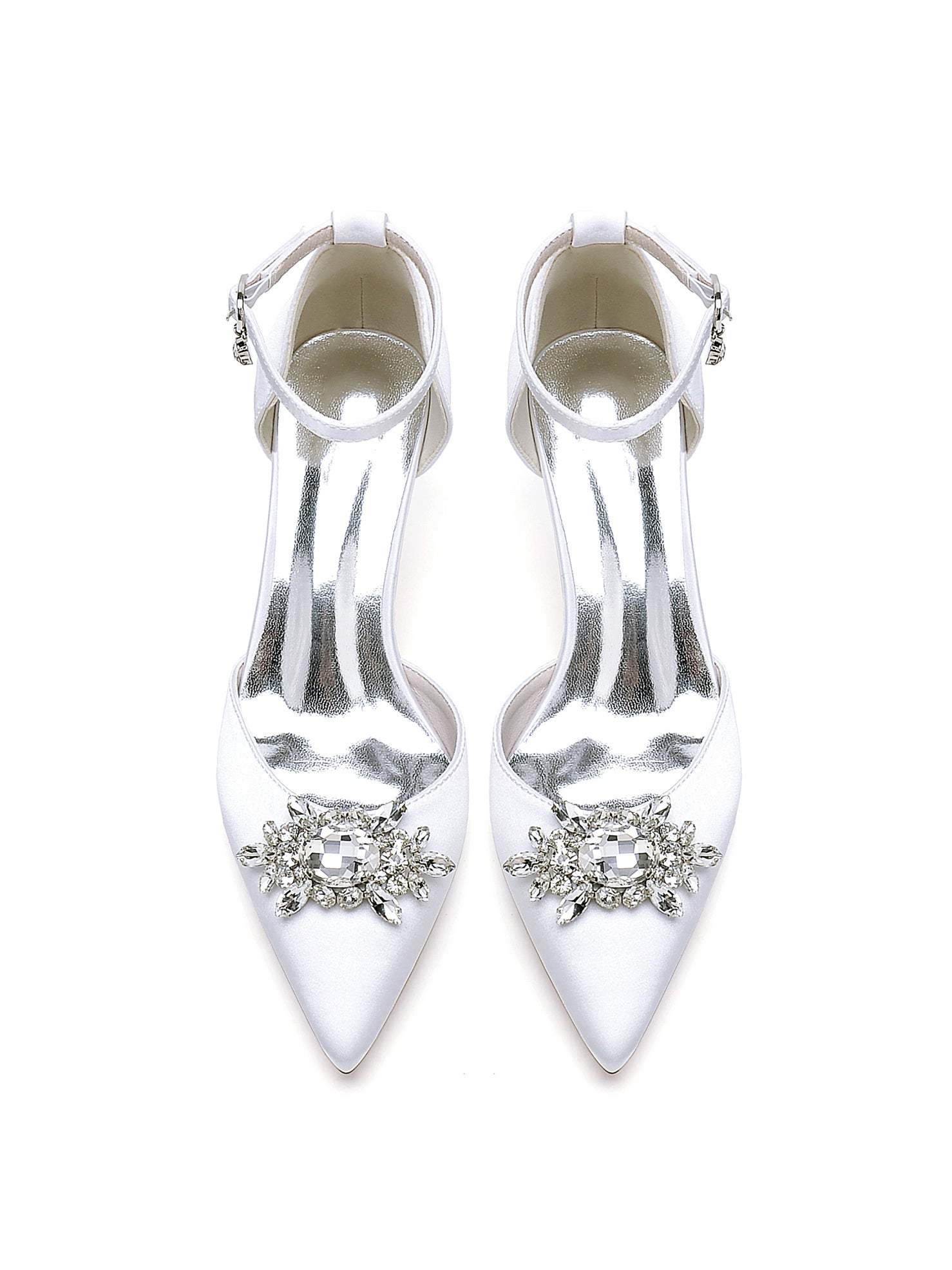 Bridesmaid Shoes for Women with Rhinestones Pointed Toe and Low Heel