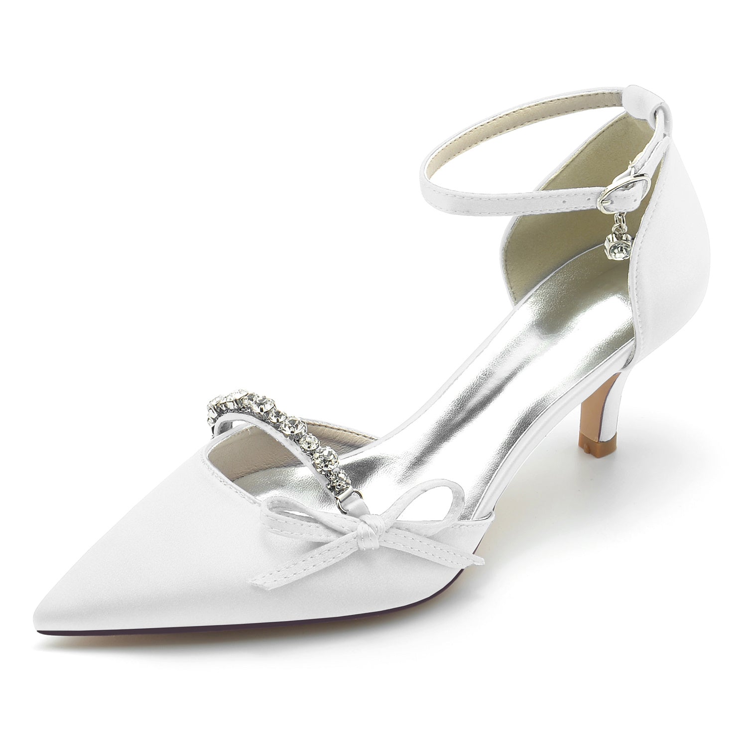 Bridal Shoes for Women with Rhinestone Bow and Pointed Toe