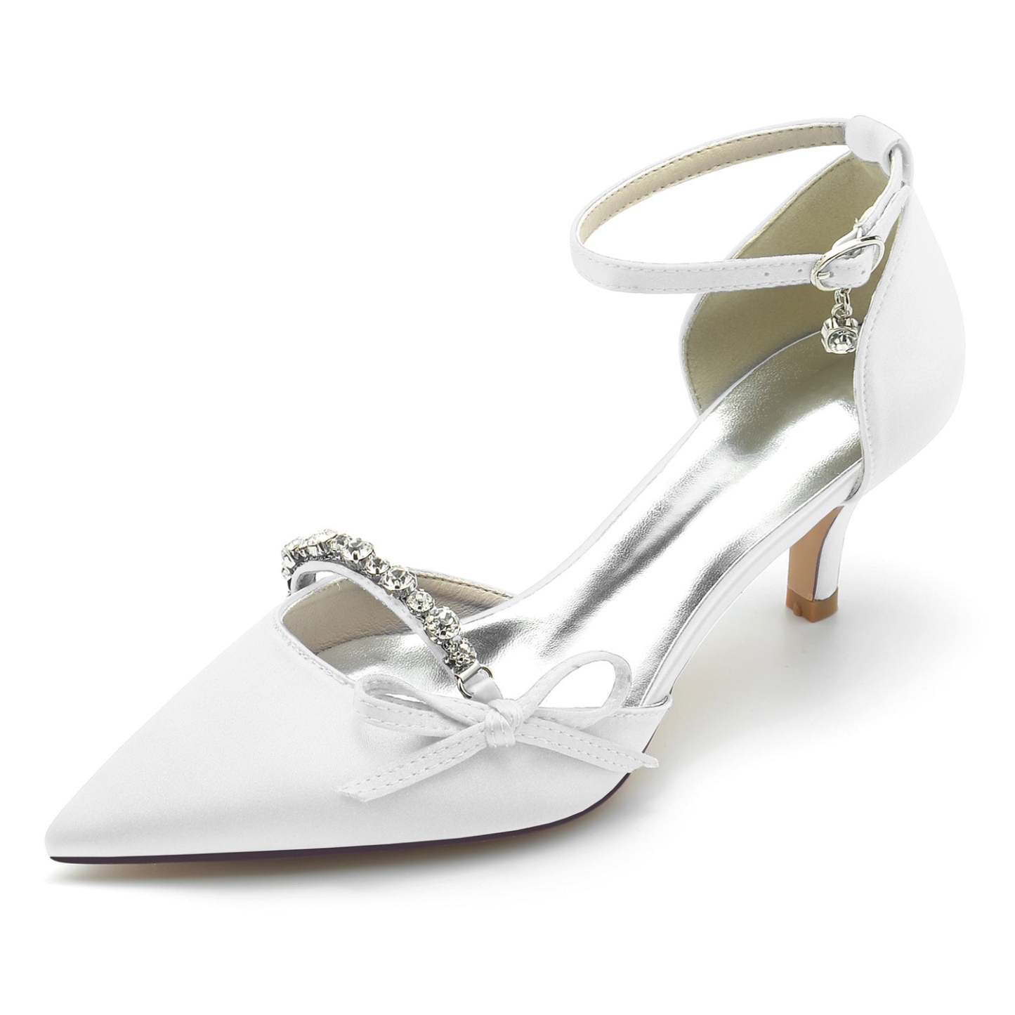 Bridal Shoes for Women with Rhinestone Bow and Pointed Toe
