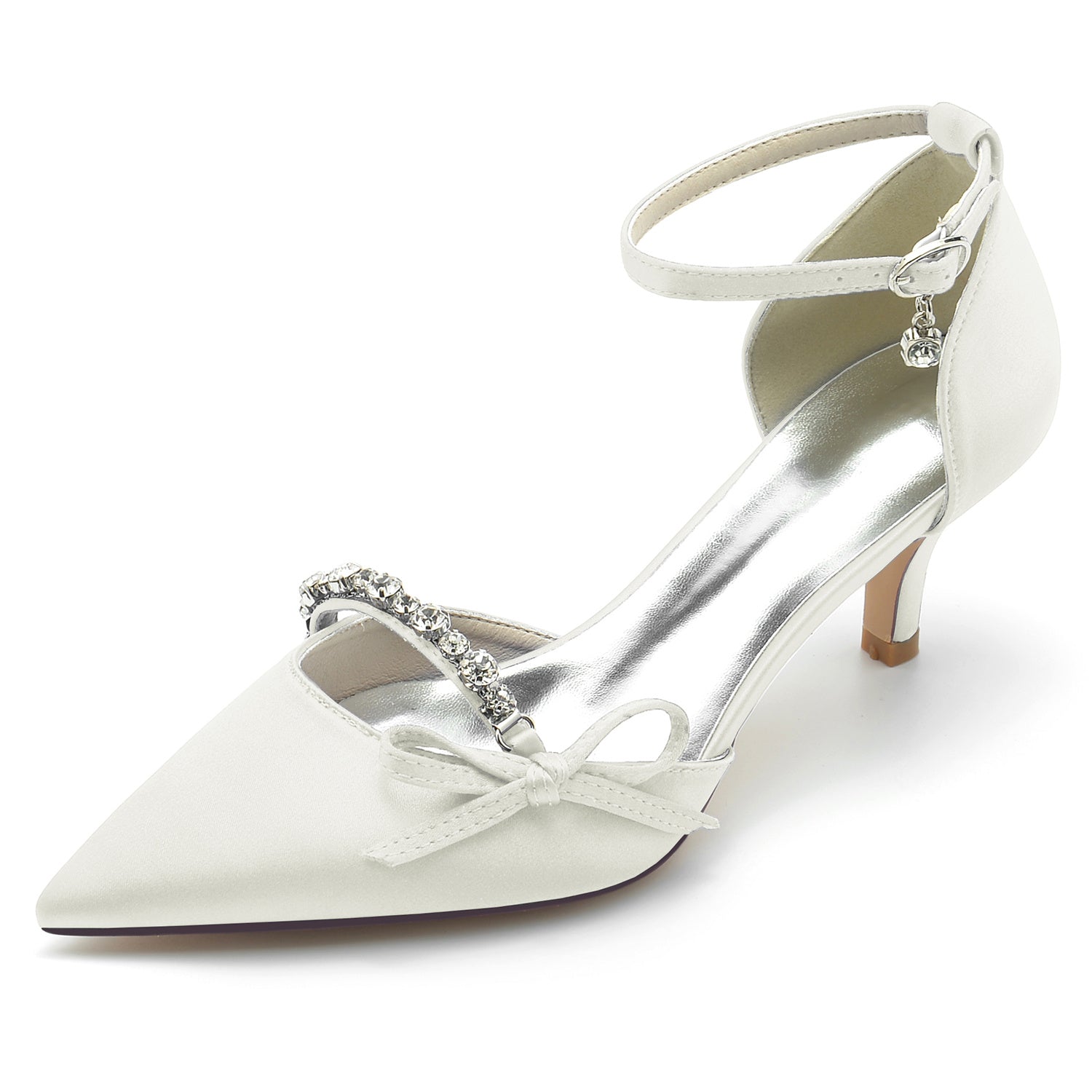 Bridal Shoes for Women with Rhinestone Bow and Pointed Toe