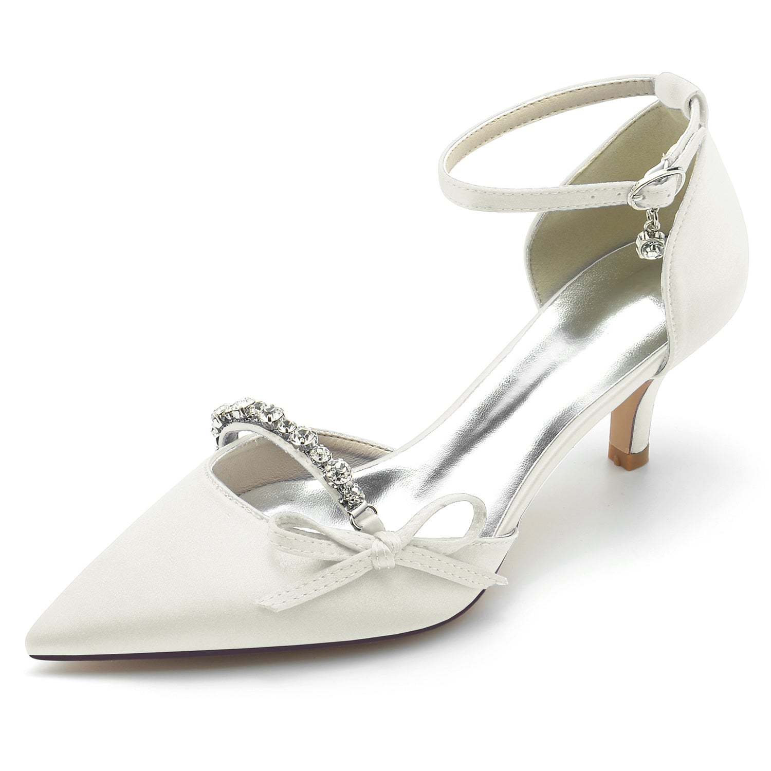 Bridal Shoes for Women with Rhinestone Bow and Pointed Toe