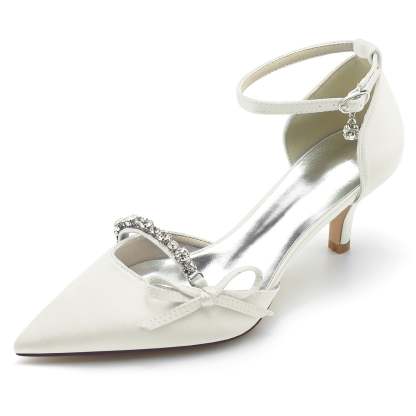 Bridal Shoes for Women with Rhinestone Bow and Pointed Toe