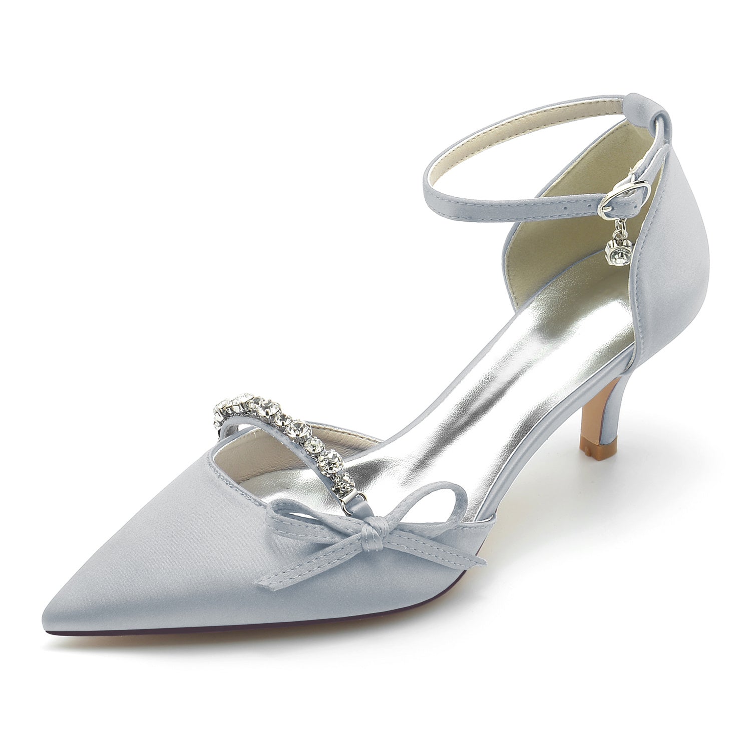 Bridal Shoes for Women with Rhinestone Bow and Pointed Toe