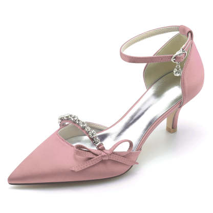 Bridal Shoes for Women with Rhinestone Bow and Pointed Toe