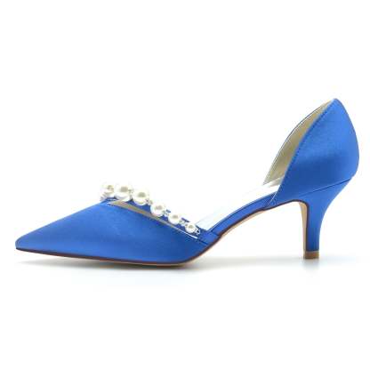 White Pearl Minimalist Bridal Shoes for Women with Pointed Toe