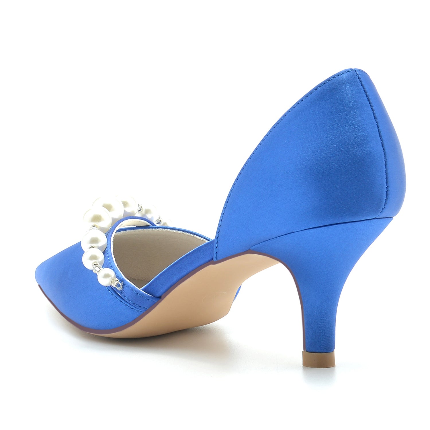 White Pearl Minimalist Bridal Shoes for Women with Pointed Toe