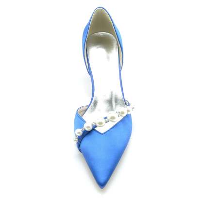 White Pearl Minimalist Bridal Shoes for Women with Pointed Toe