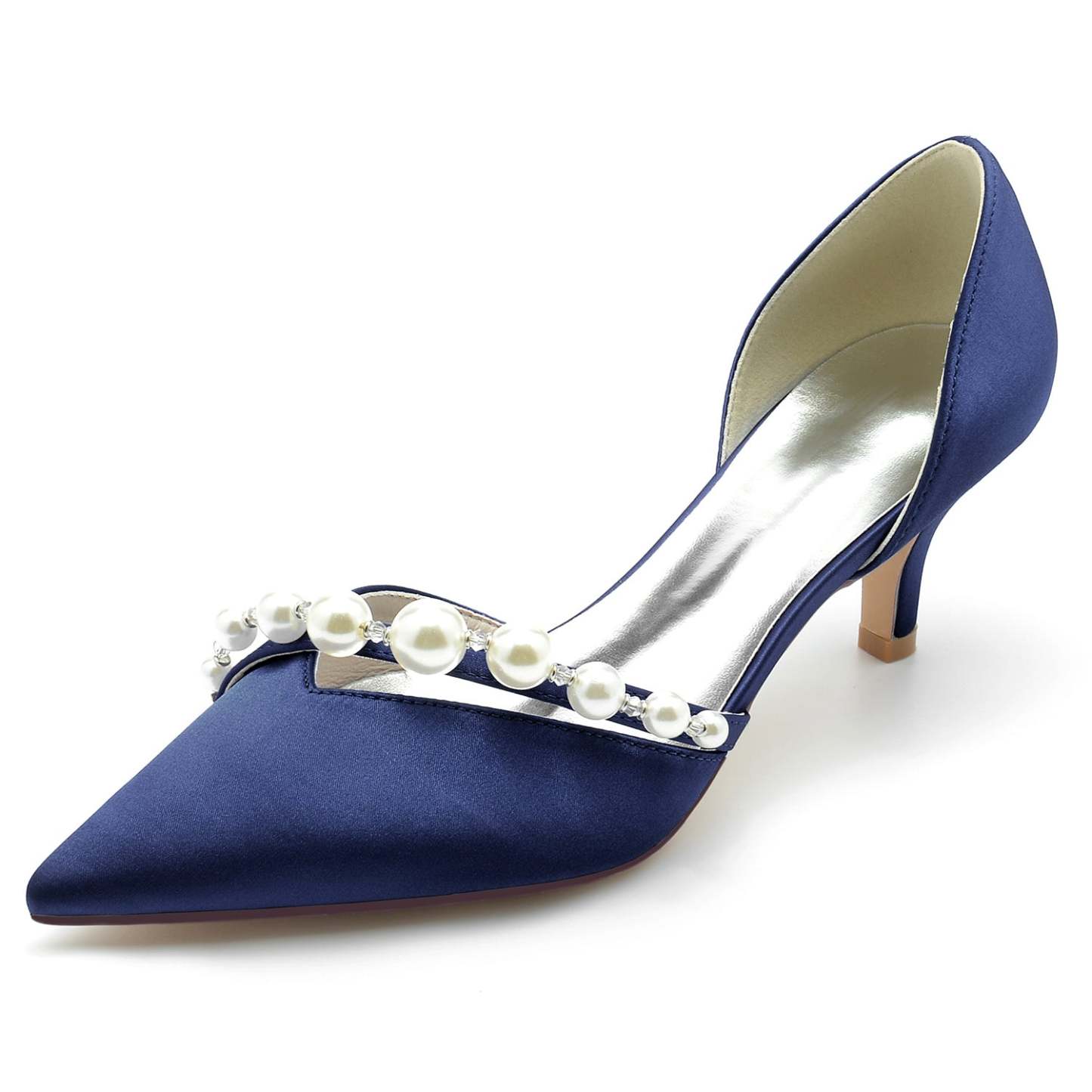 White Pearl Minimalist Bridal Shoes for Women with Pointed Toe