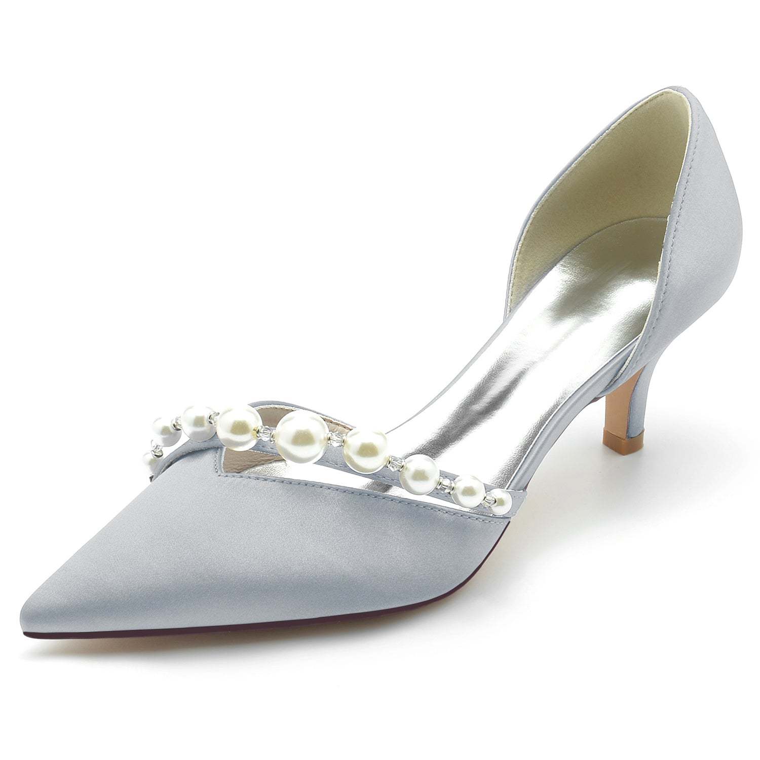 White Pearl Minimalist Bridal Shoes for Women with Pointed Toe
