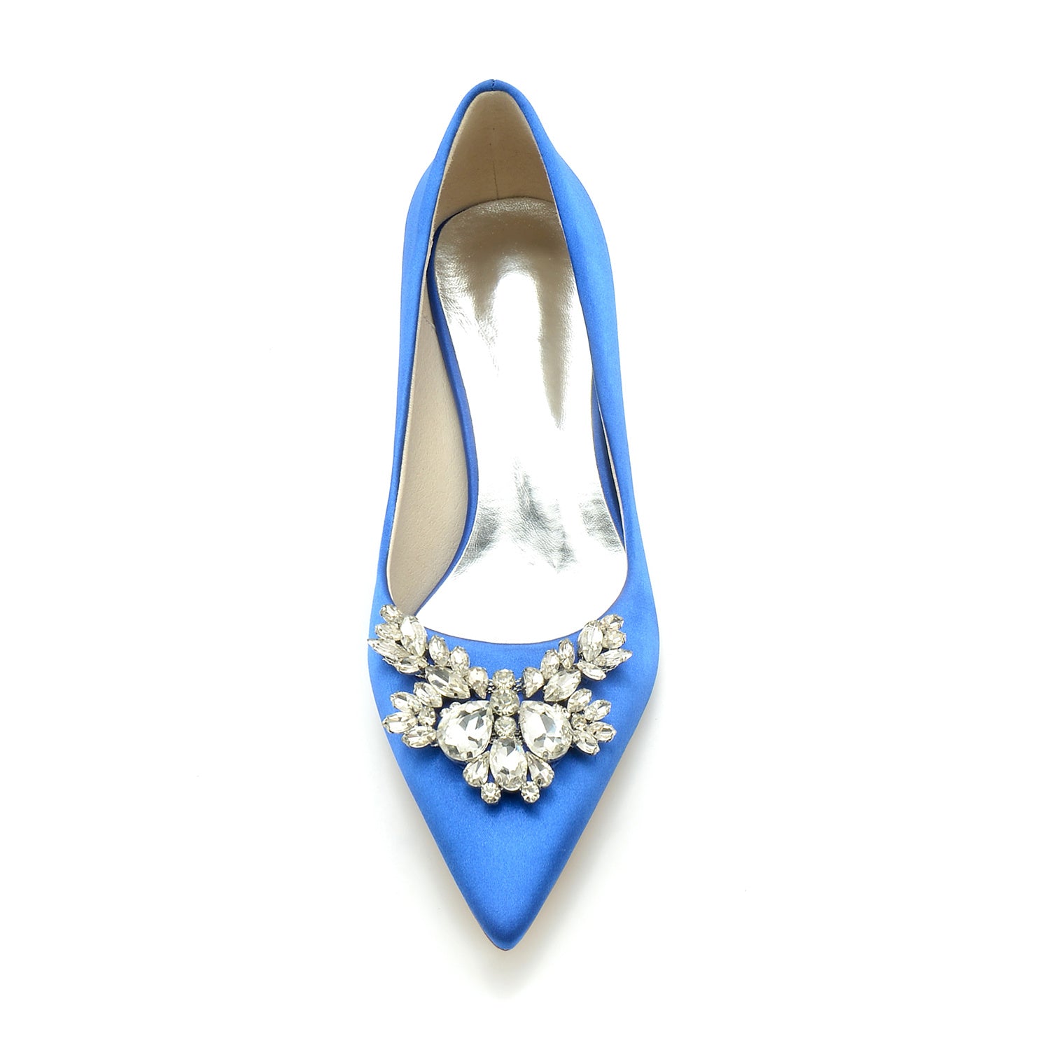 Bridal Silk Satin Shoes with Rhinestones for Women - Minimalist Pointed Toe