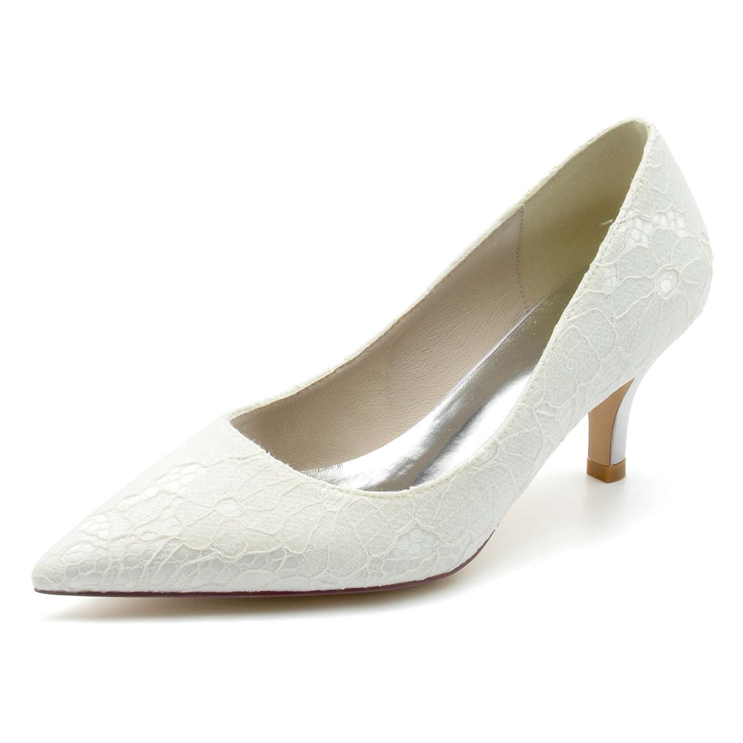Elegant Bridal Shoes for Women with Delicate Lace and Pointed Toe