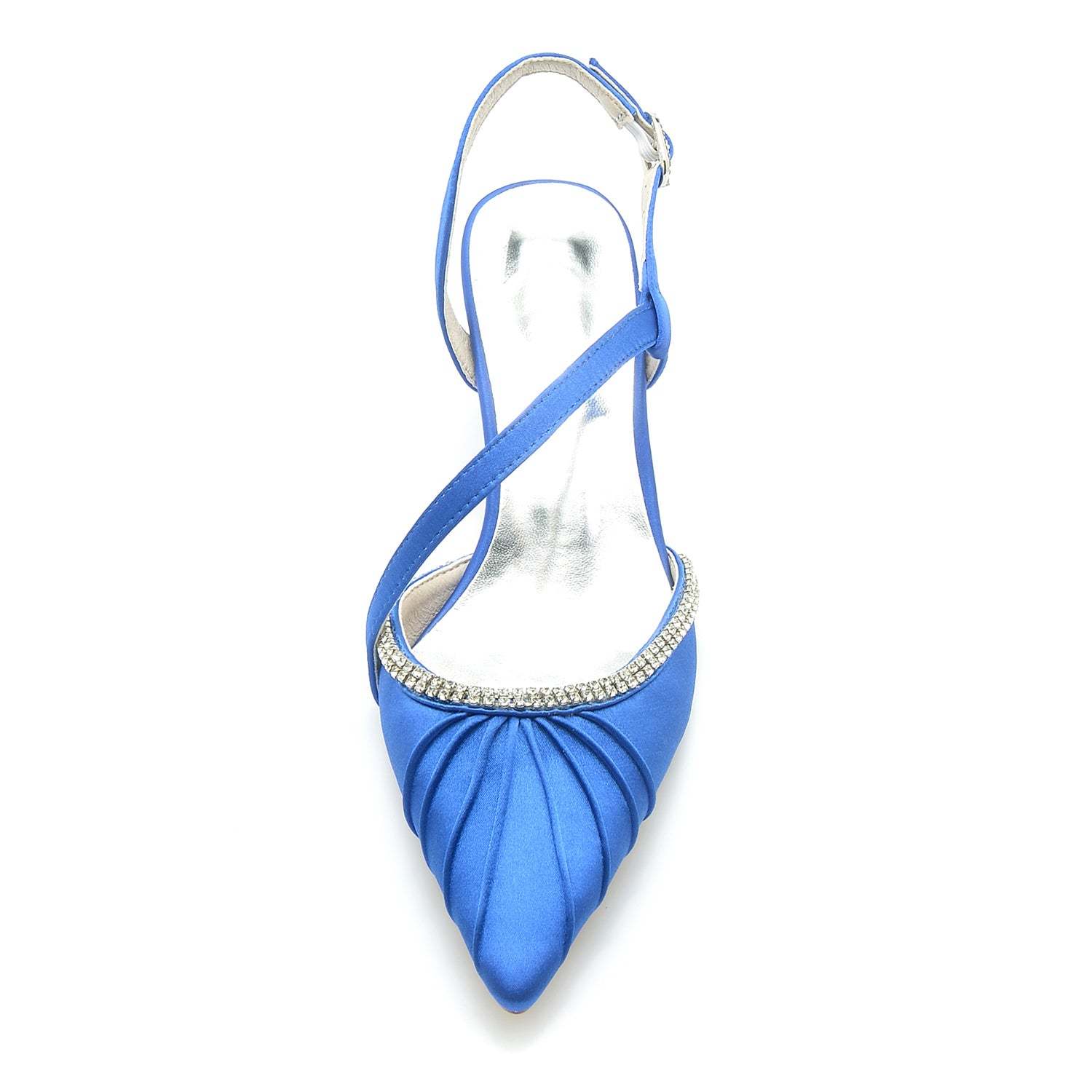 Bridal Shoes for Women with Rhinestone Buckle and Mid Heel