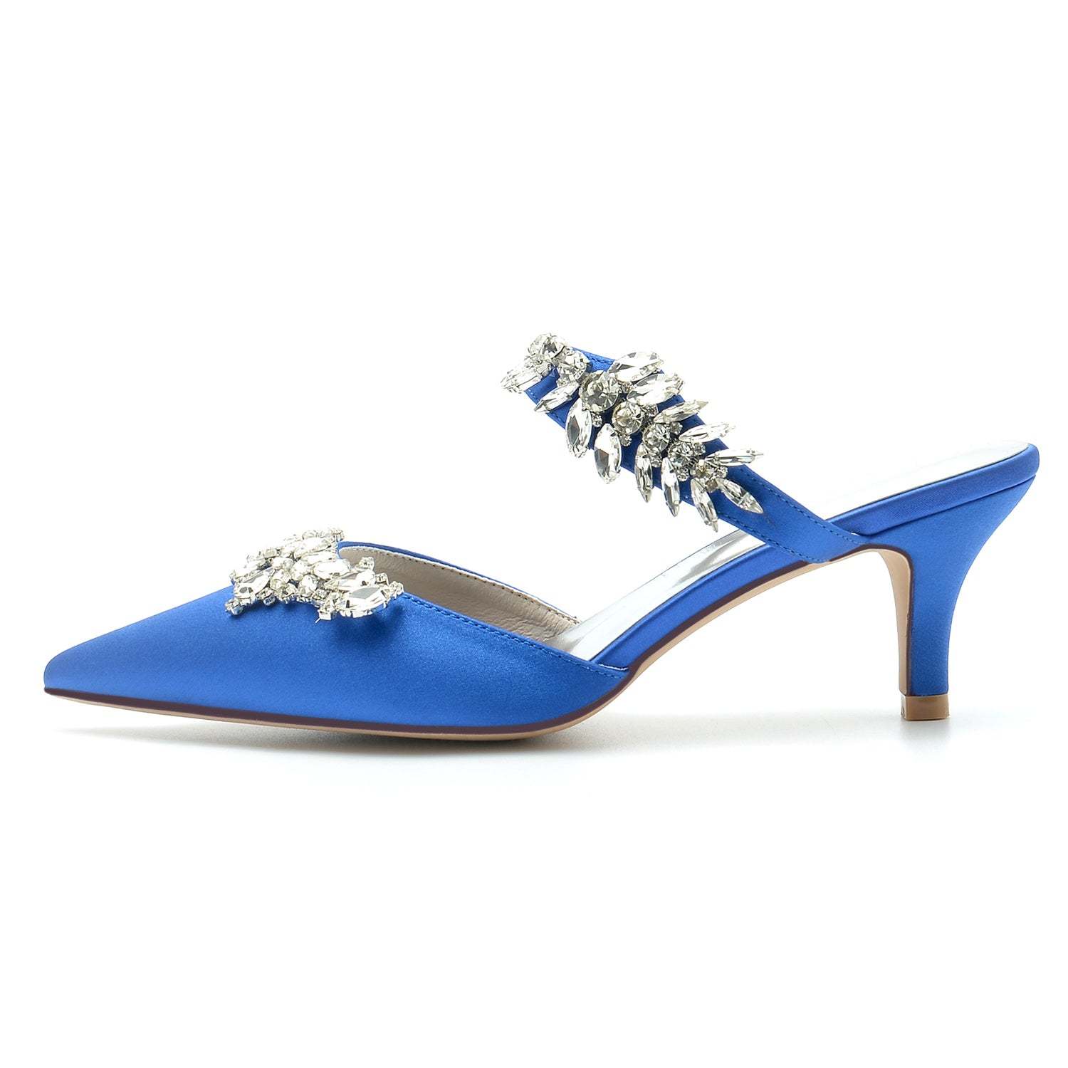 Bridal Mules for Women with Rhinestones and Pointed Toe