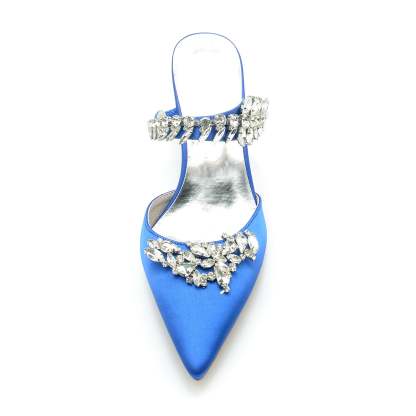 Bridal Mules for Women with Rhinestones and Pointed Toe