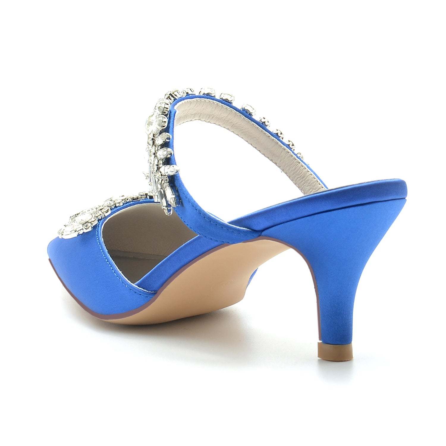 Bridal Mules for Women with Rhinestones and Pointed Toe