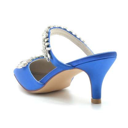 Bridal Mules for Women with Rhinestones and Pointed Toe