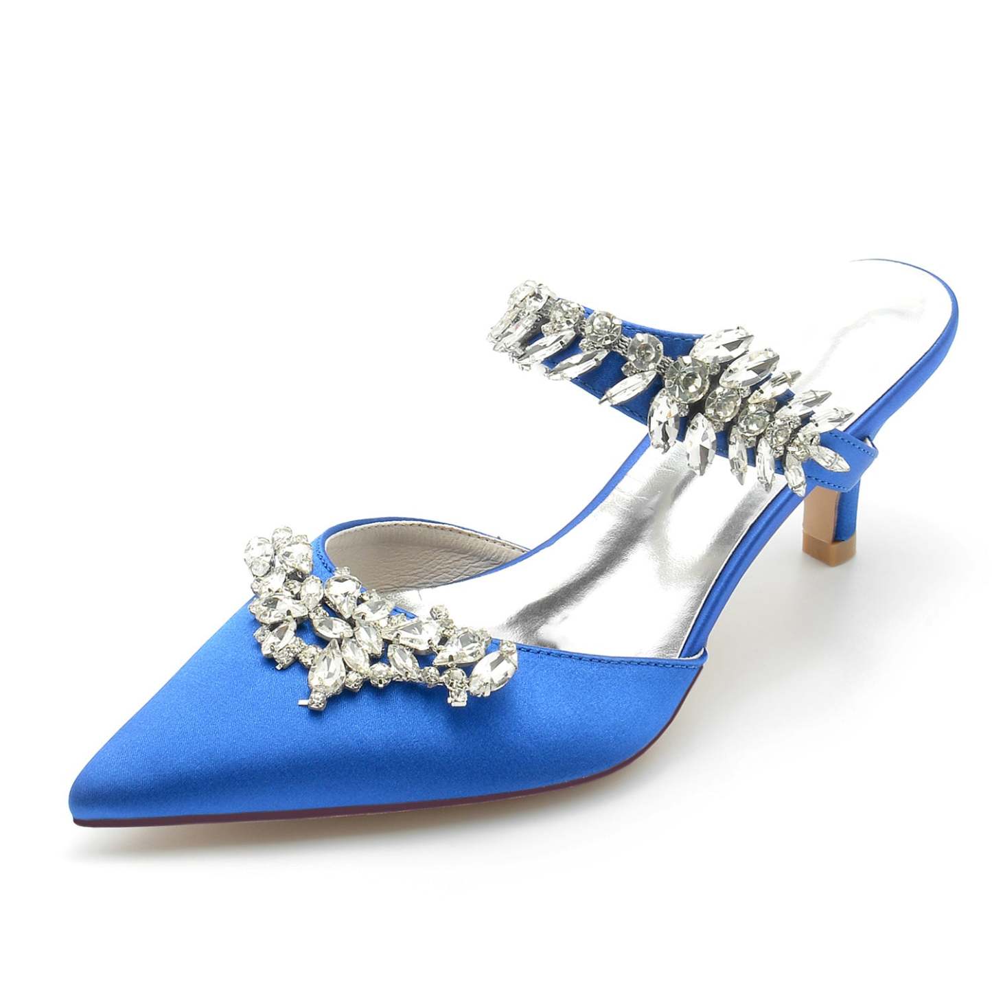 Bridal Mules for Women with Rhinestones and Pointed Toe